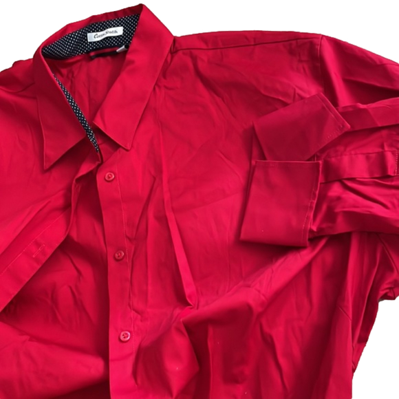 red cotton long sleeve button down shirt French cuffs women’s XXL New - Picture 1 of 9
